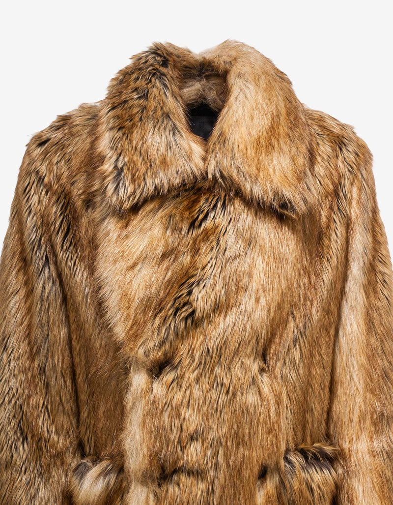 Givenchy Brown Faux Fur Long Coat