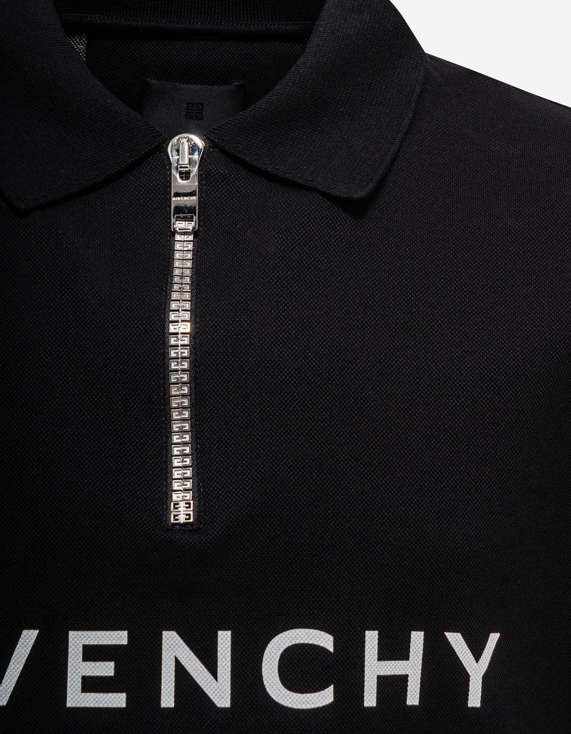 Givenchy Givenchy Black Archetype Zipped Polo T-Shirt