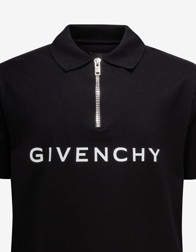 Givenchy Givenchy Black Archetype Zipped Polo T-Shirt