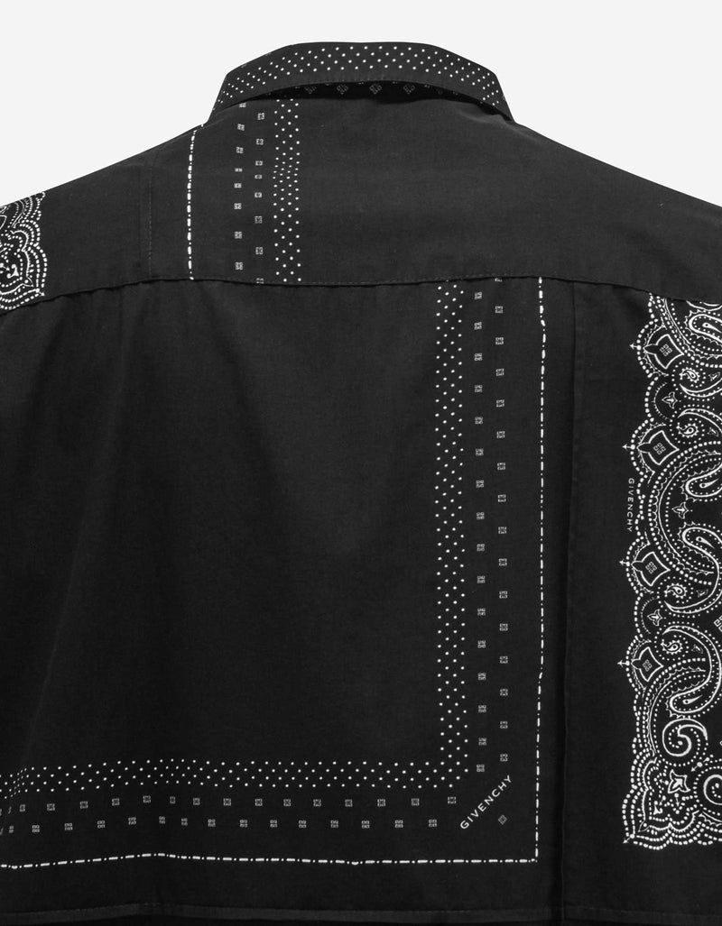 Givenchy Givenchy Black Bandana Print Patchwork Zip Shirt