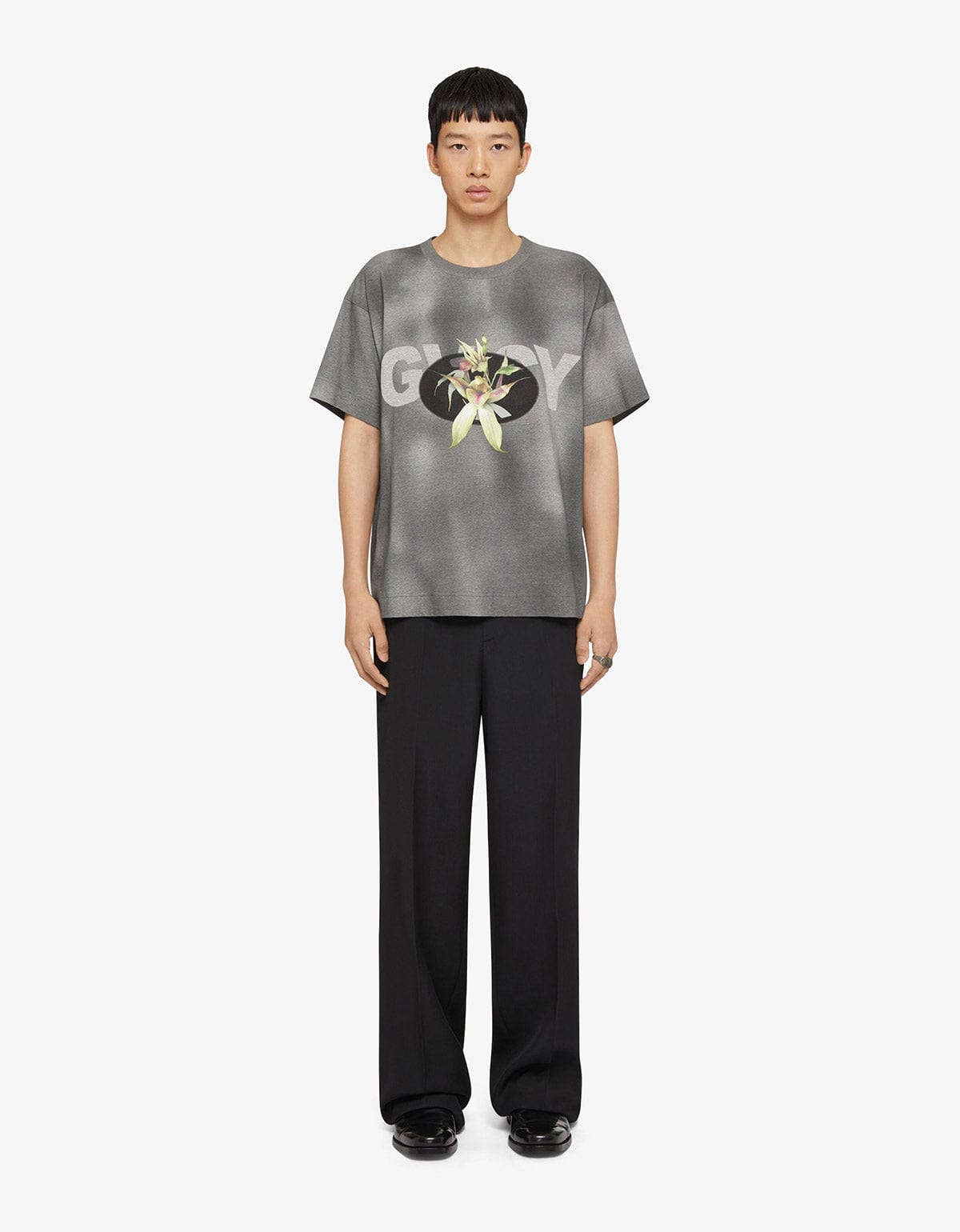 Givenchy Black GVCY Flower Print T-Shirt – mens designer fashion