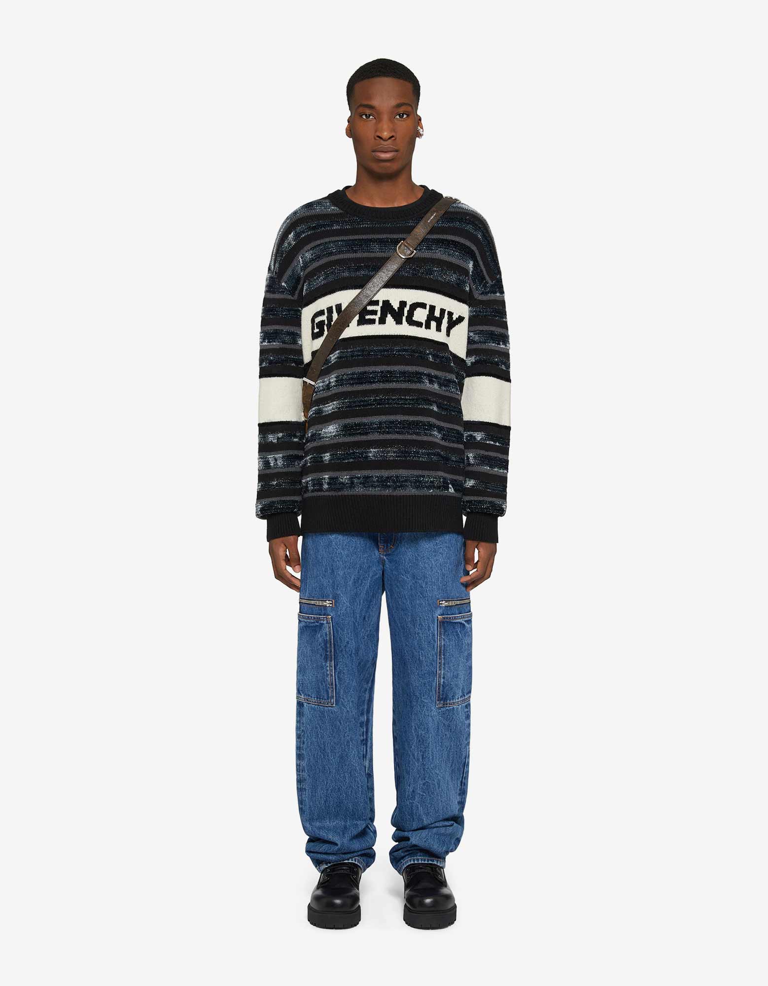 Givenchy Black Stripe Logo Sweater – mens designer fashion London