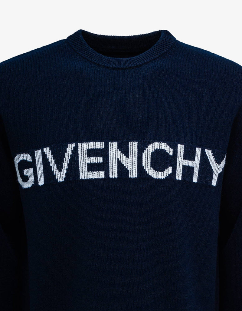Givenchy Givenchy Blue Logo Intarsia Sweater