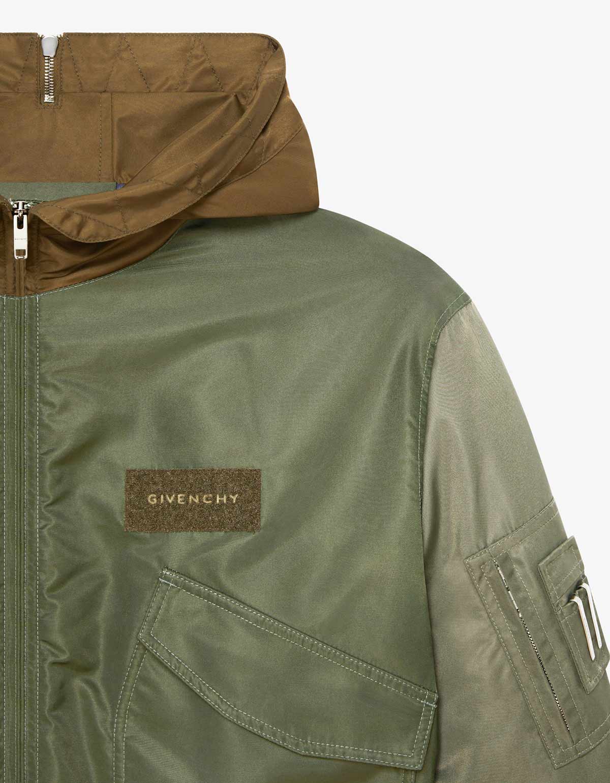 Givenchy Green Hooded Bomber Jacket