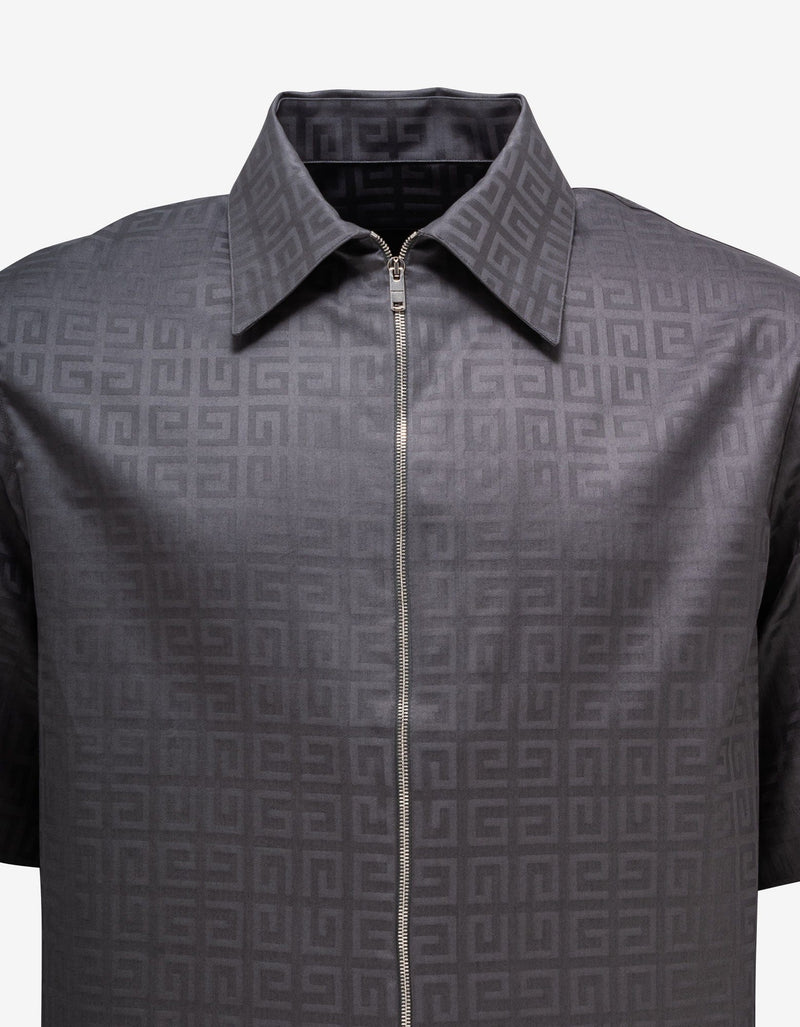 Givenchy Grey 4G Jacquard Zipped Shirt