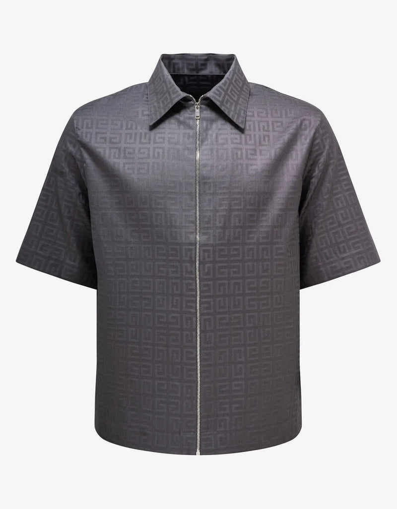 Givenchy Grey 4G Jacquard Zipped Shirt