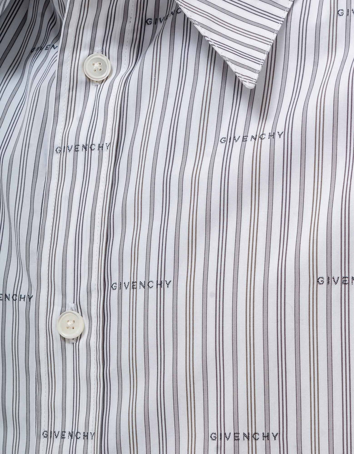 Givenchy Grey All-Over Logo Stripe Shirt