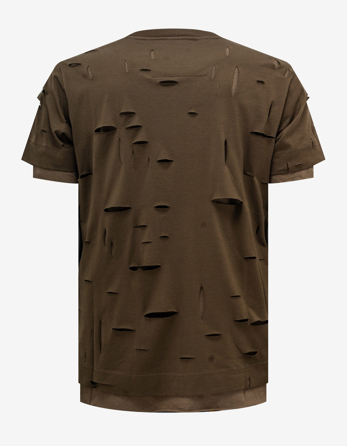 Givenchy Khaki Archetype Logo Destroyed T-Shirt