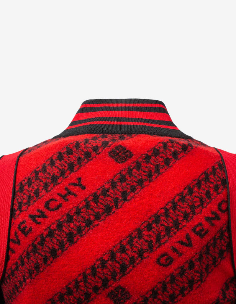 Givenchy Red & Black Chain Jacquard Bomber Jacket