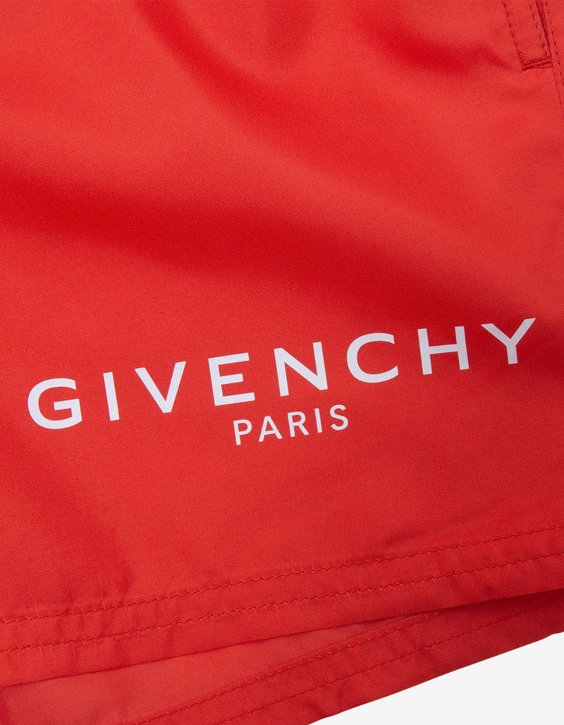 Givenchy Red Classic Logo Short-Length Swim Shorts