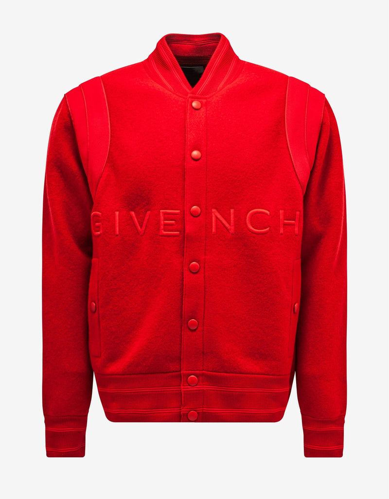 Givenchy Red Wool Logo Bomber Jacket