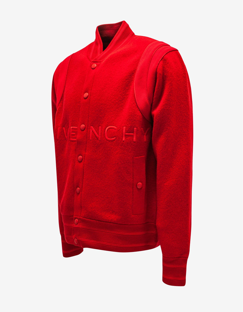 Givenchy Red Wool Logo Bomber Jacket