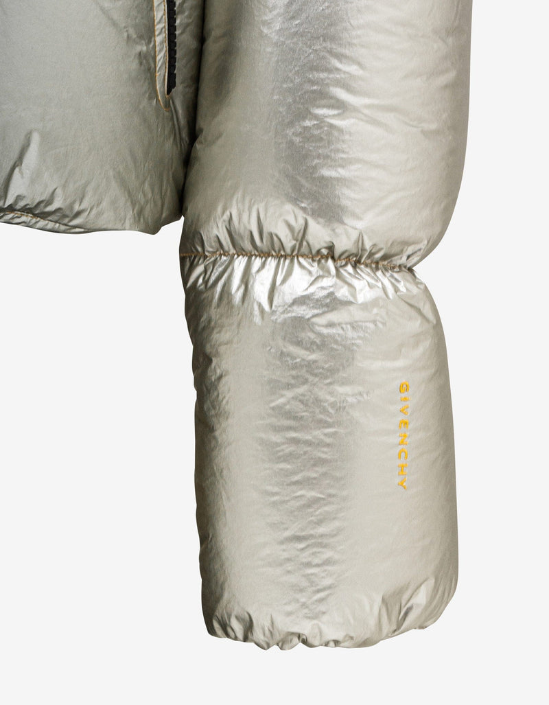 Givenchy Silver Laminated Hooded Puffer Jacket