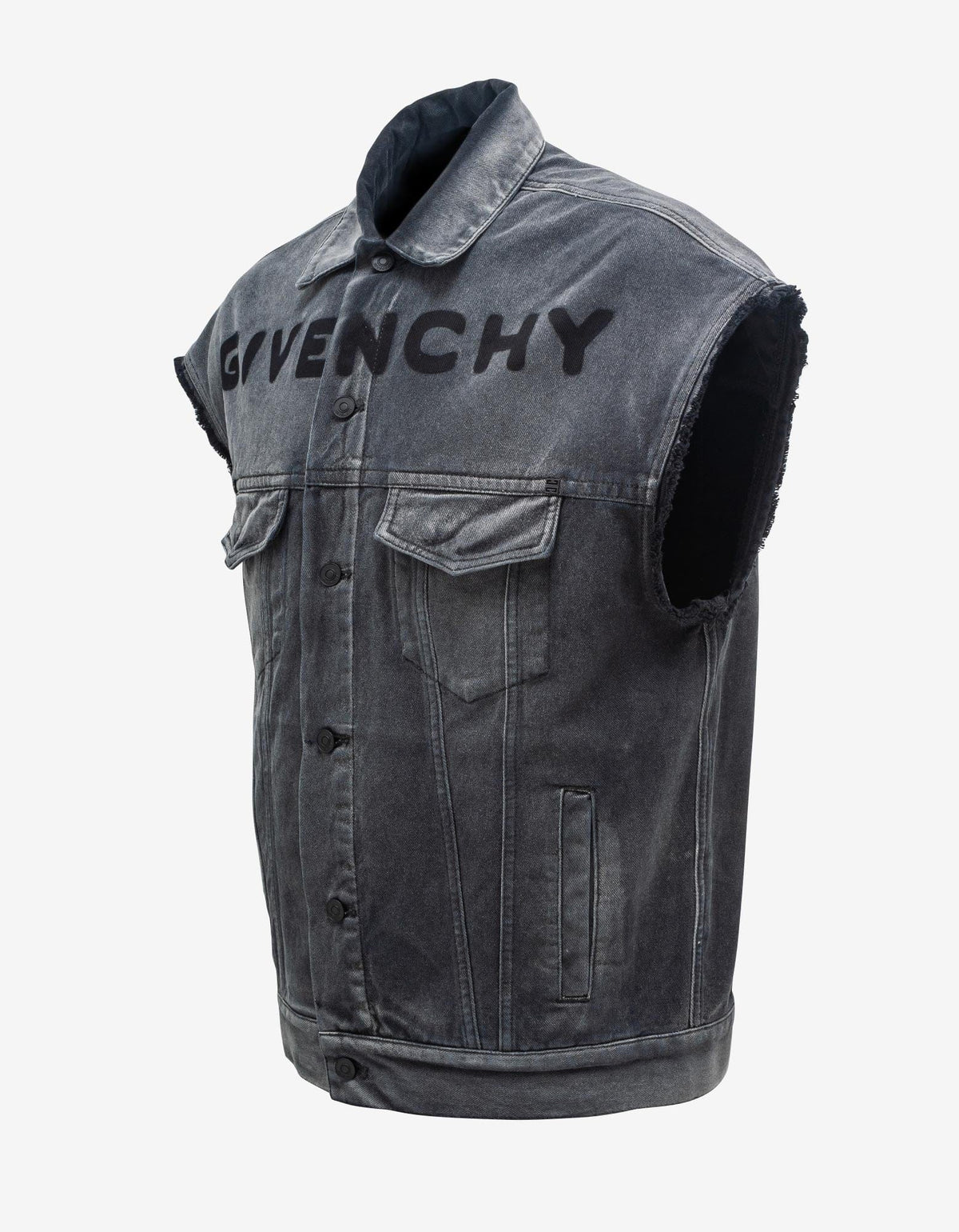 Givenchy Wash Black Sleeveless Denim Jacket
