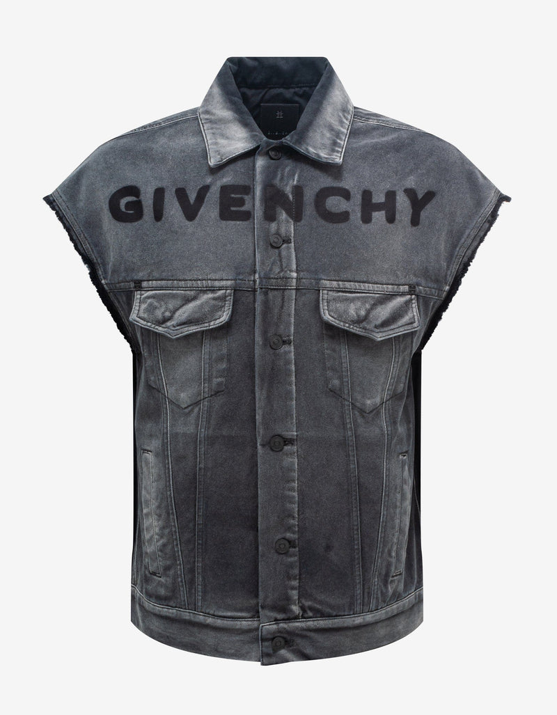 Givenchy Wash Black Sleeveless Denim Jacket