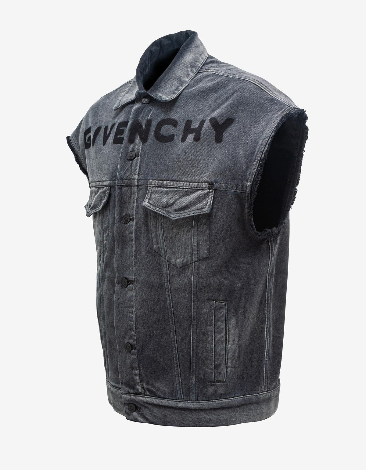 Givenchy Wash Black Sleeveless Denim Jacket