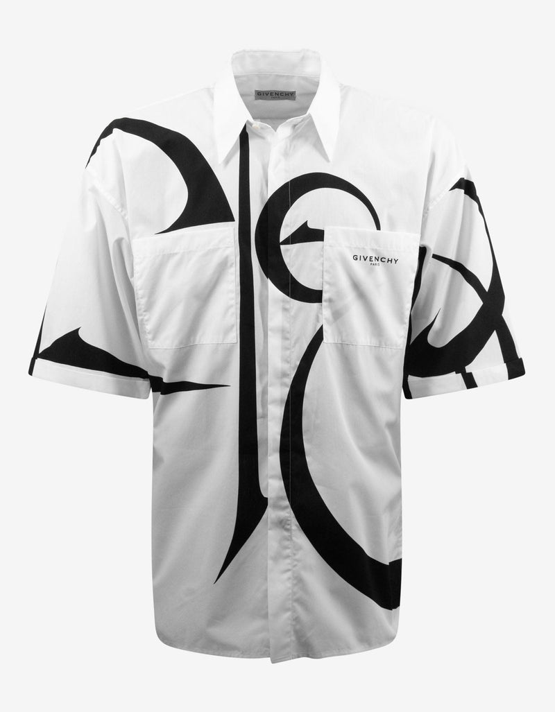 Givenchy White Calligraphic Print Oversized Shirt