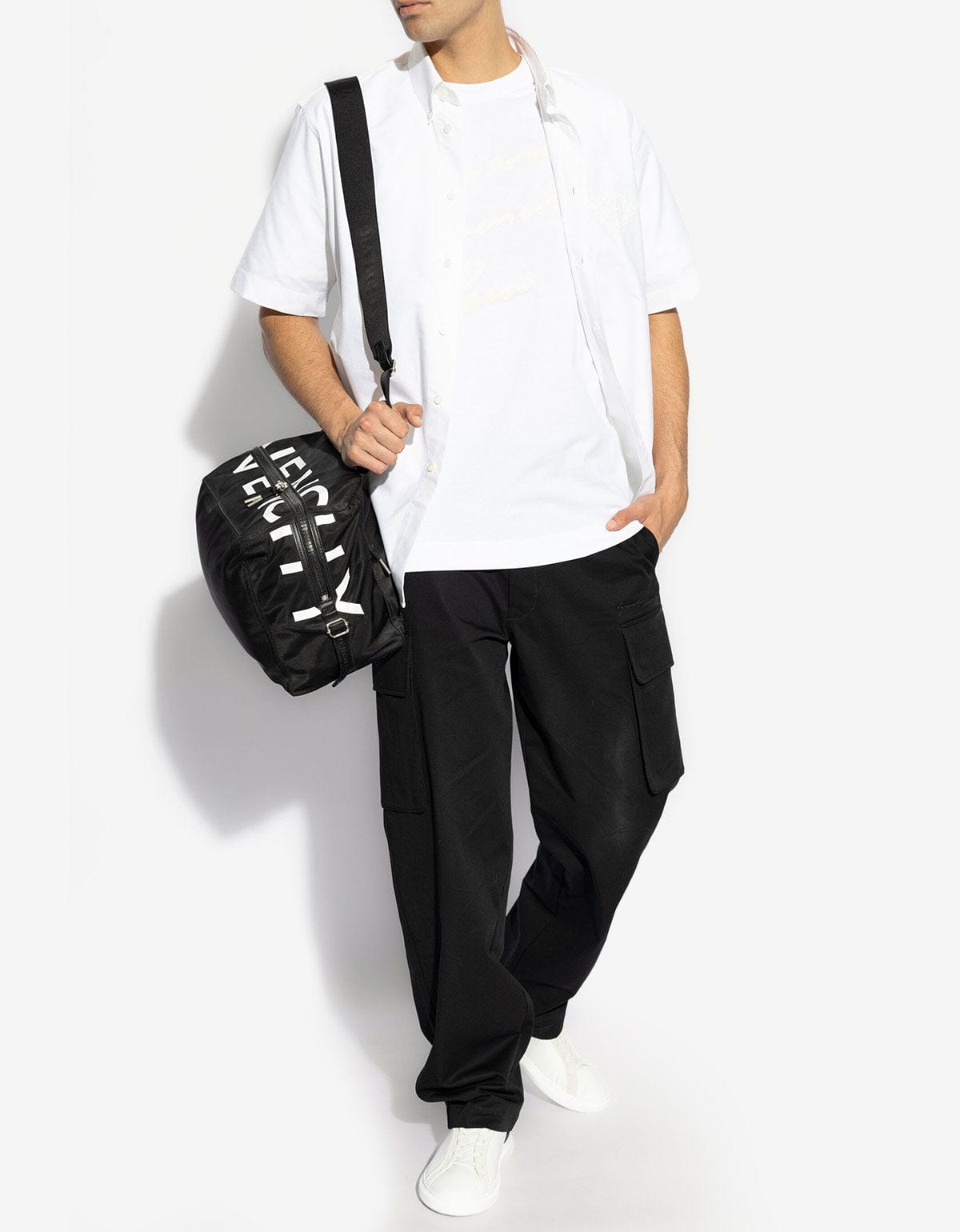 Givenchy White Logo Short Sleeve Shirt – mens designer fashion