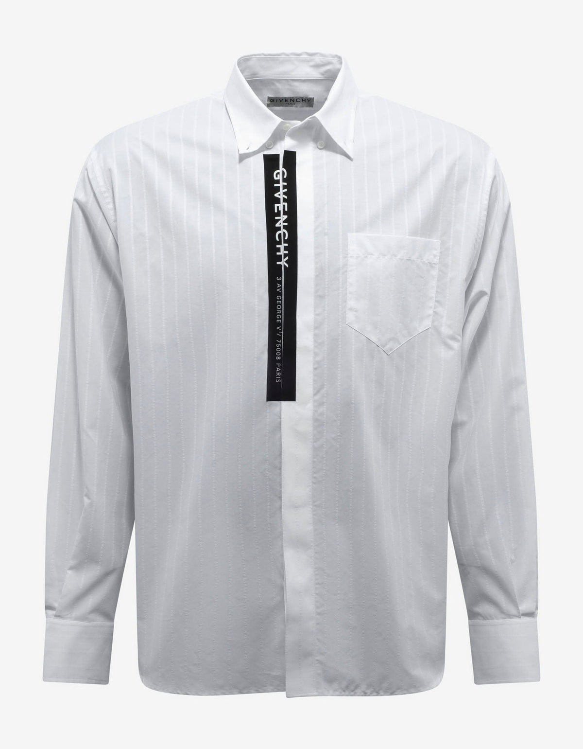 Givenchy White Tonal Pinstripe Logo Shirt