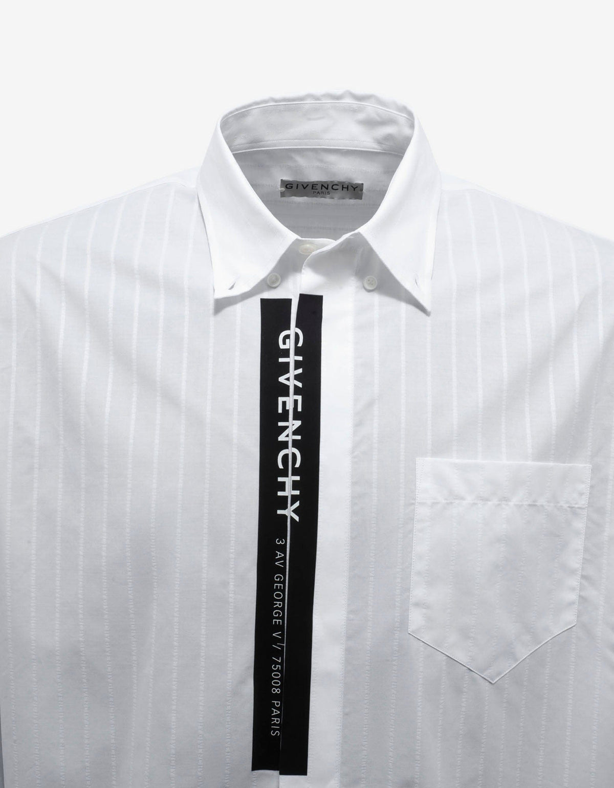 Givenchy White Tonal Pinstripe Logo Shirt