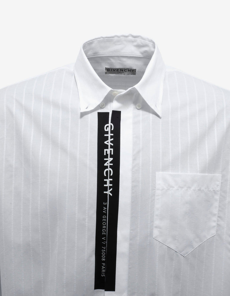 Givenchy White Tonal Pinstripe Logo Shirt