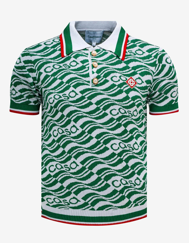 Green Casa Monogram Knitted Polo T-Shirt