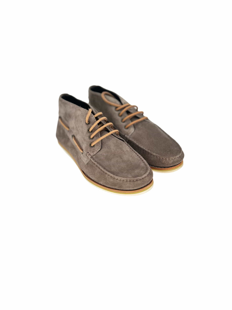 Greige Suede Leather Boat Shoes