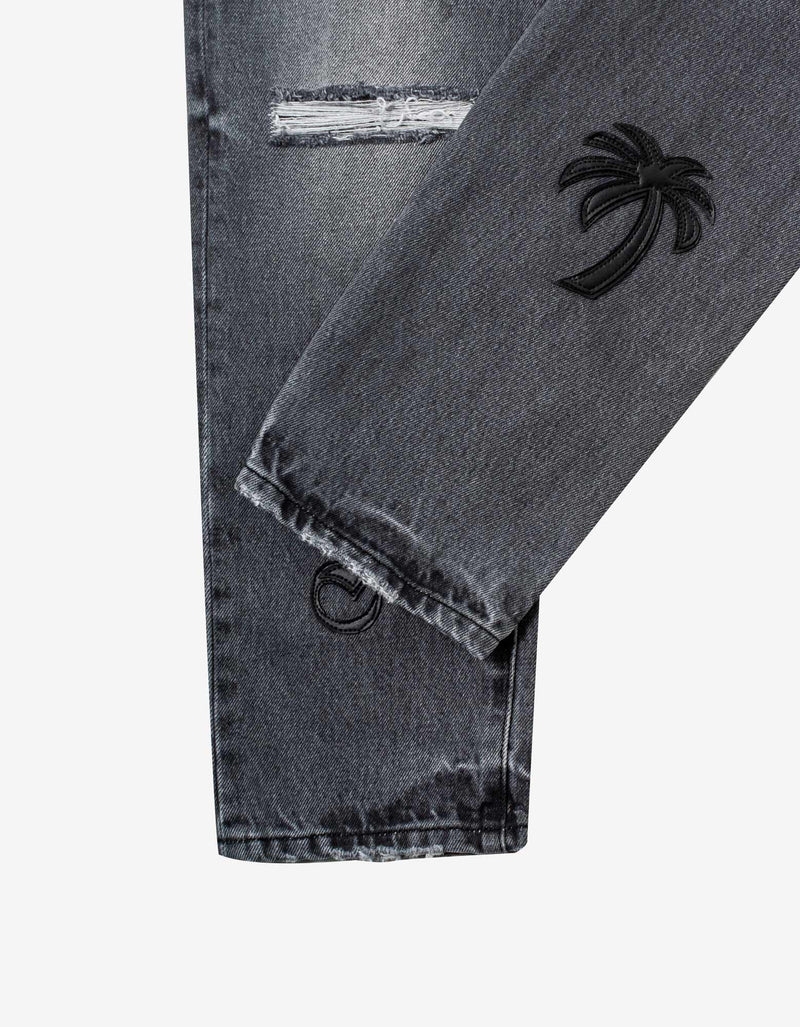 Grey Logo Patch Classic Jeans