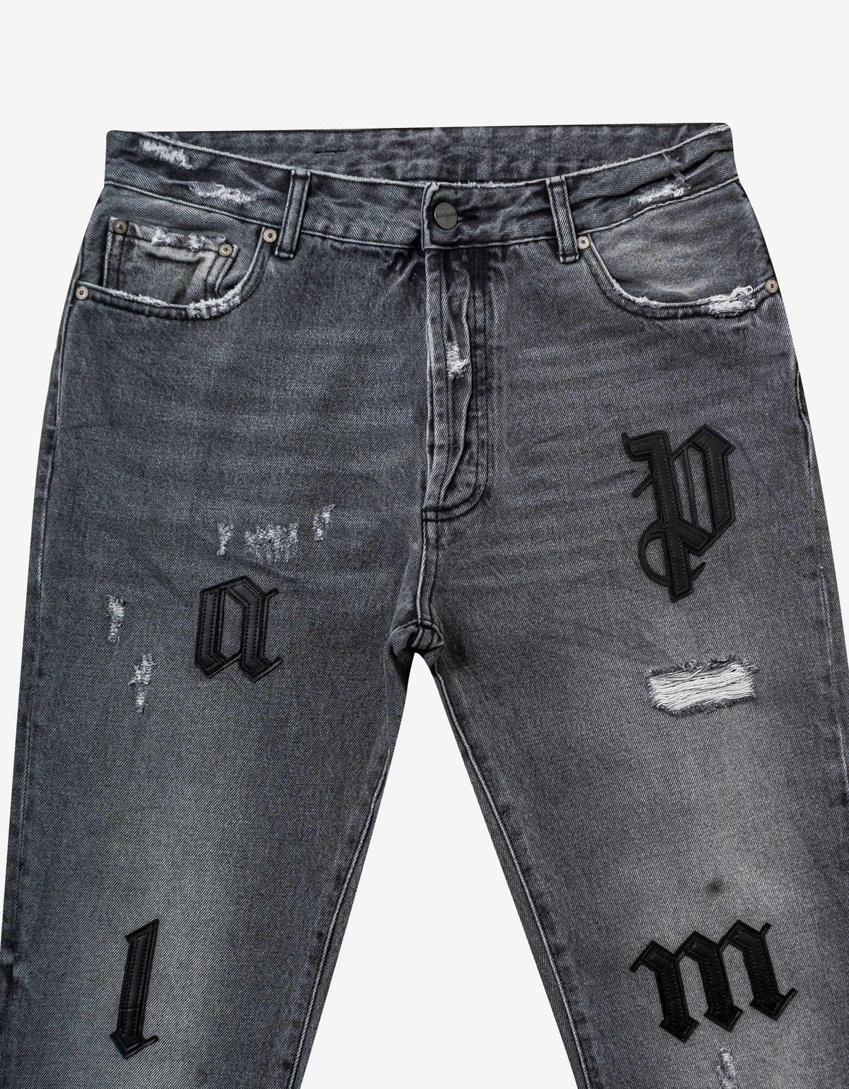Grey Logo Patch Classic Jeans