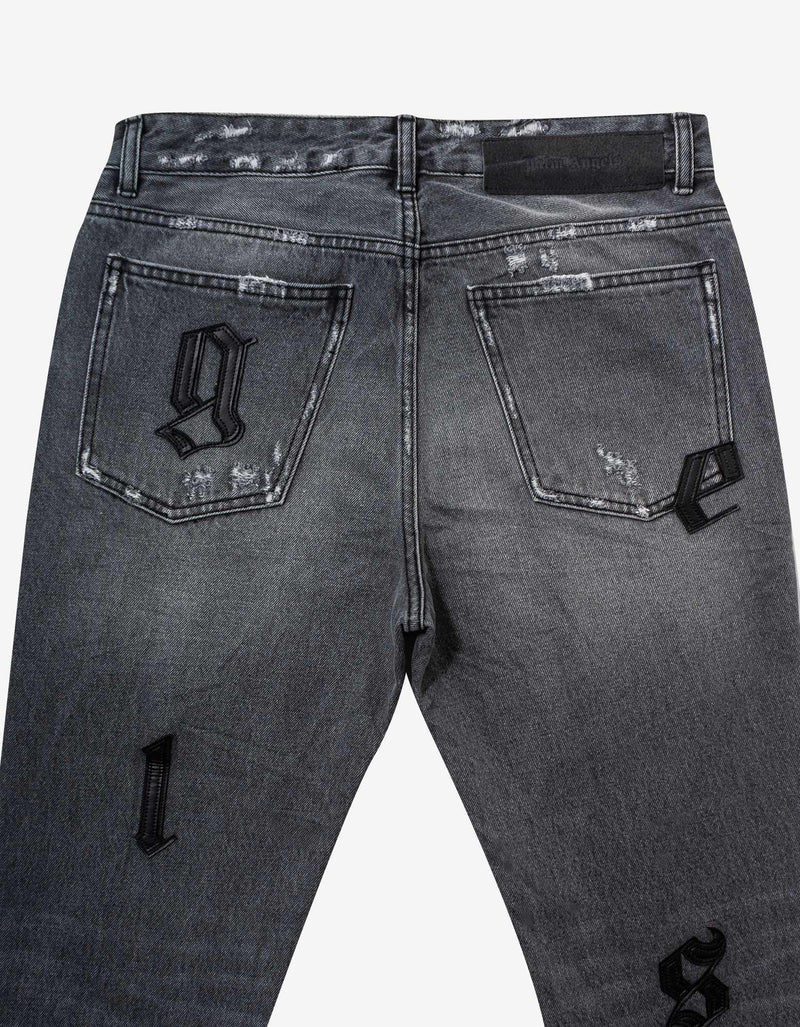 Grey Logo Patch Classic Jeans