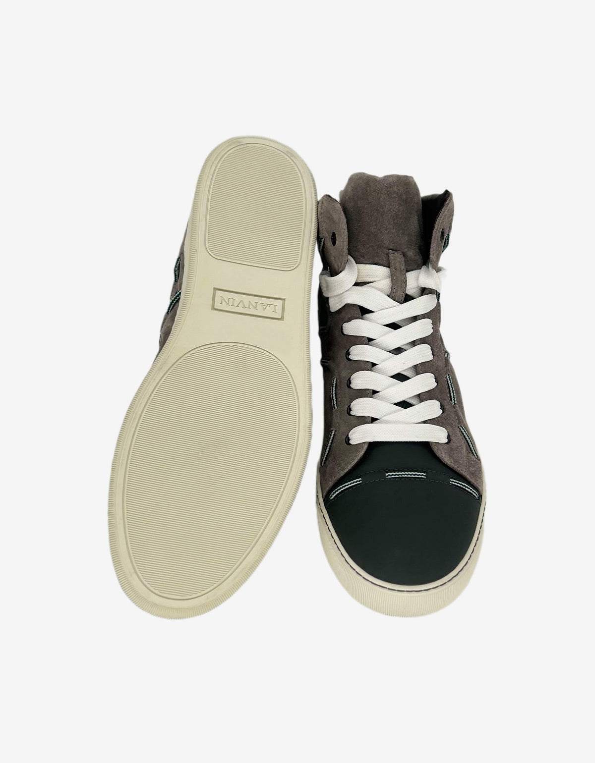 Grey Suede Leather High Top Trainers