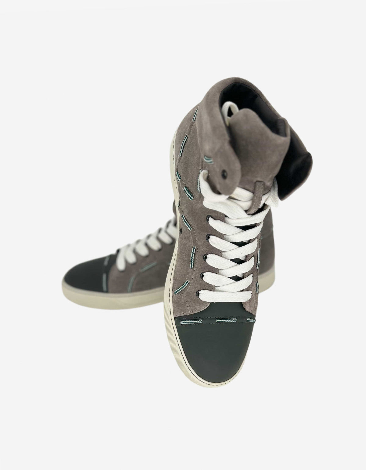 Grey Suede Leather High Top Trainers