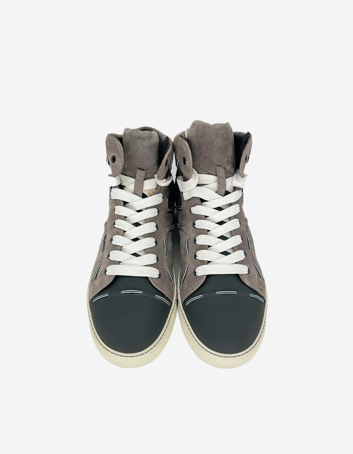 Grey Suede Leather High Top Trainers