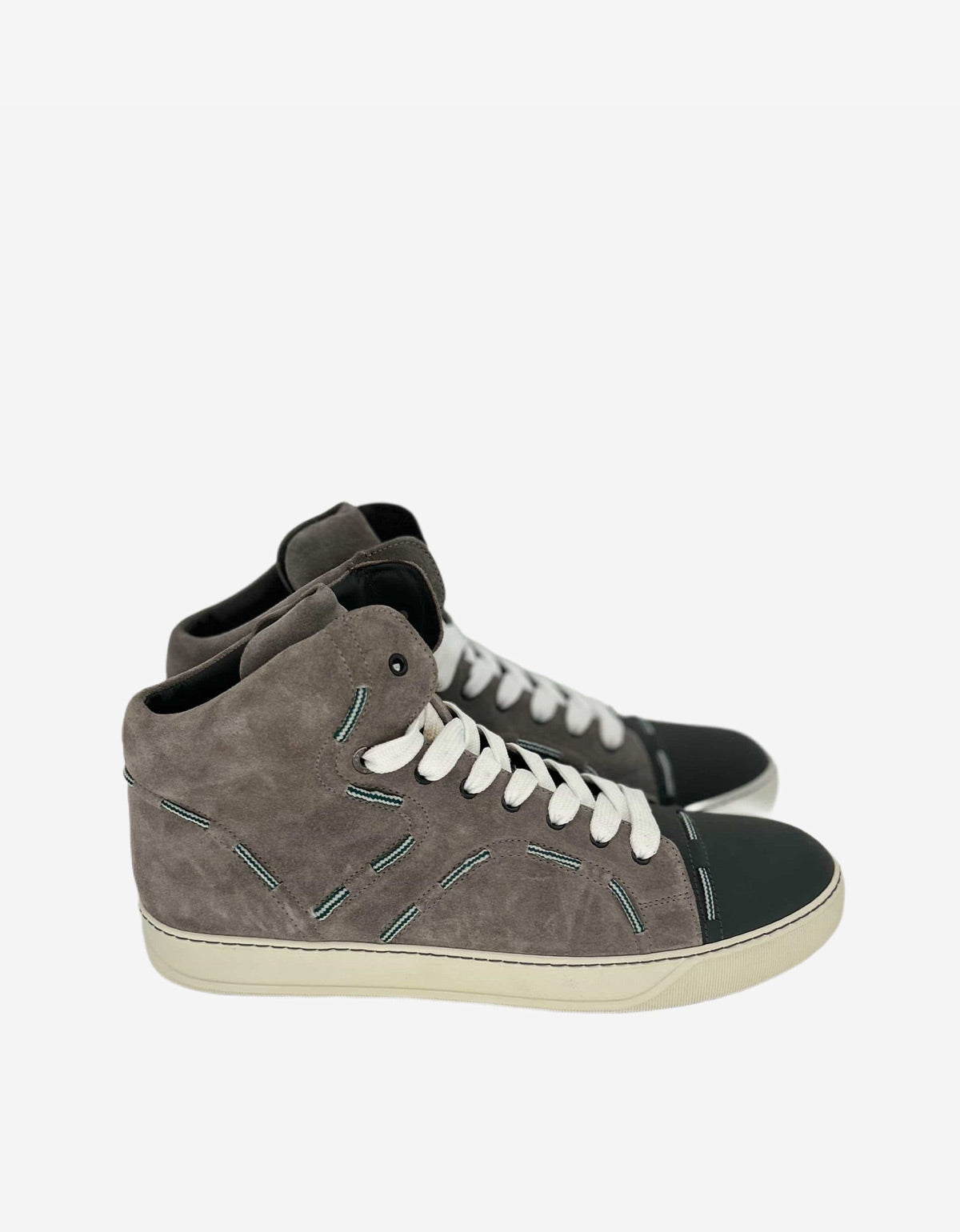 Grey Suede Leather High Top Trainers