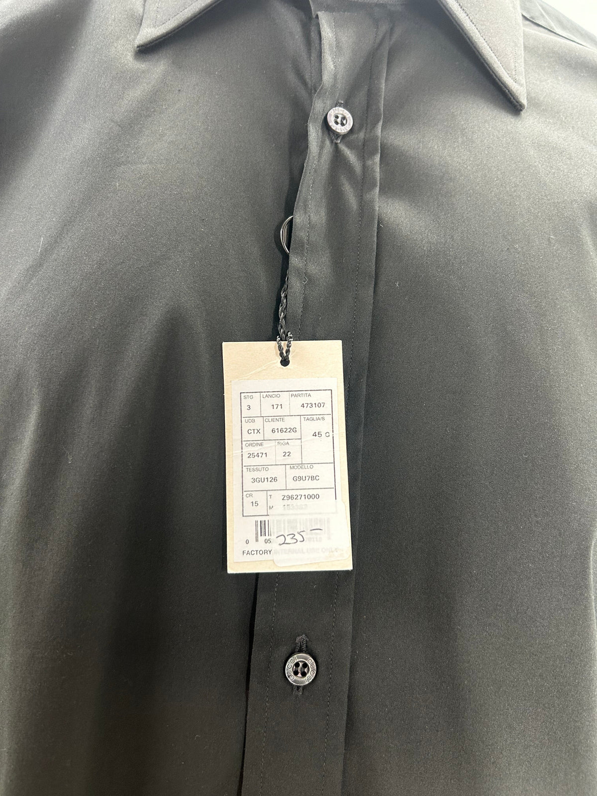 Gucci Black Classic Slim Fit Stretch Dress Shirt