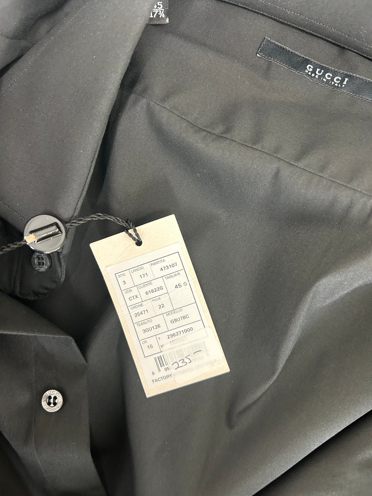 Gucci Black Classic Slim Fit Stretch Dress Shirt