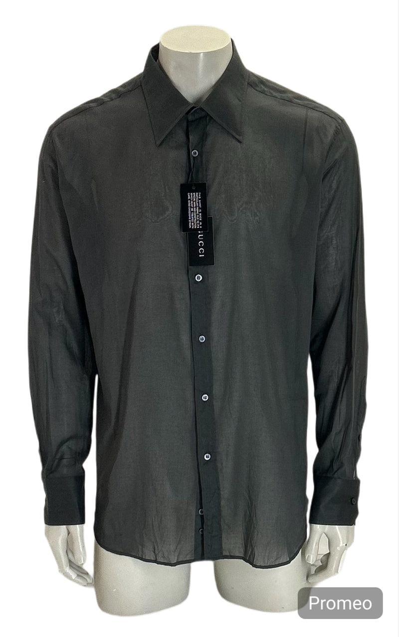 Gucci Black Linen Cotton Dress Shirt