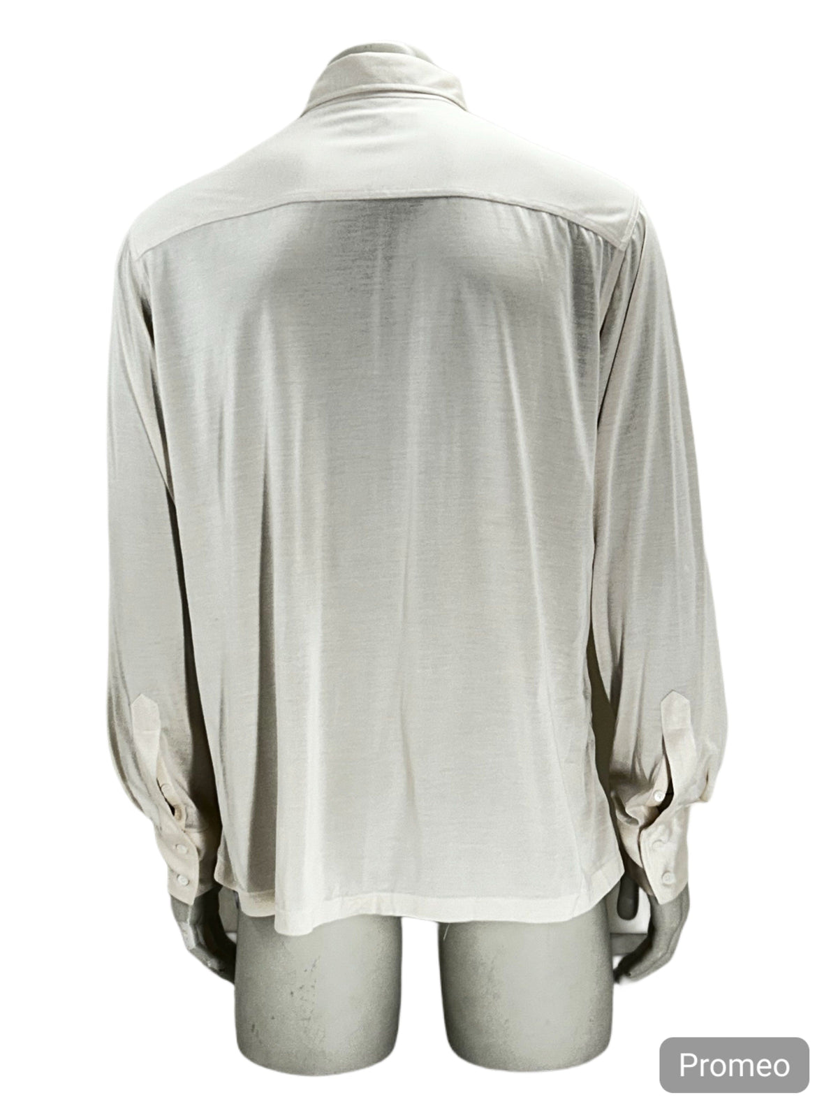 Gucci Ivory Long Sleeve Silk Polo Style Shirt