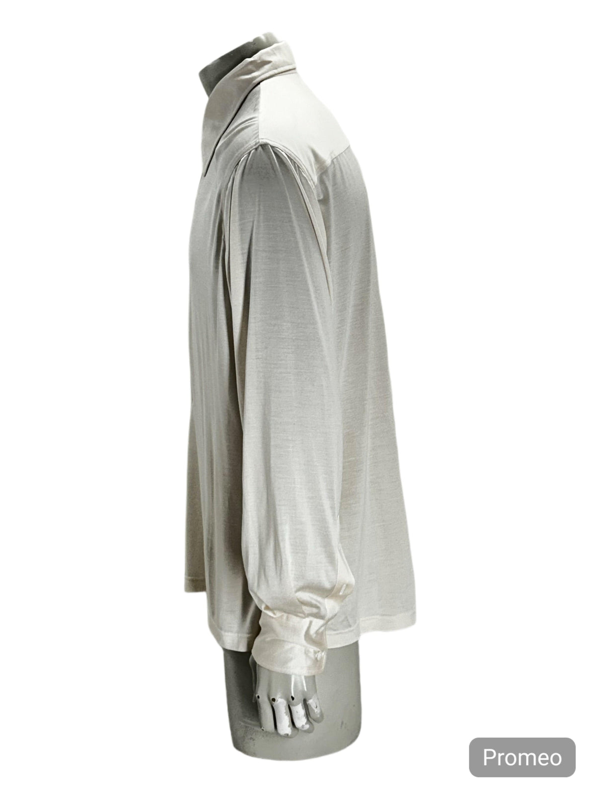 Gucci Ivory Long Sleeve Silk Polo Style Shirt