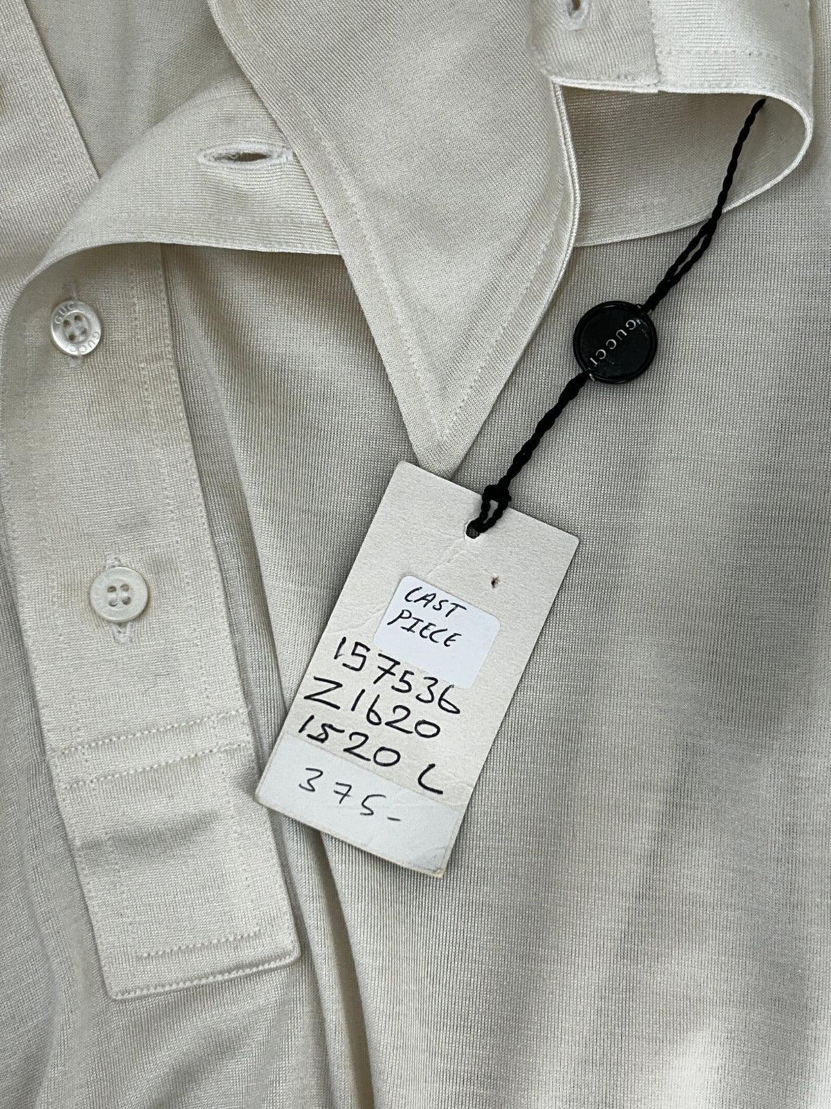 Gucci Ivory Long Sleeve Silk Polo Style Shirt