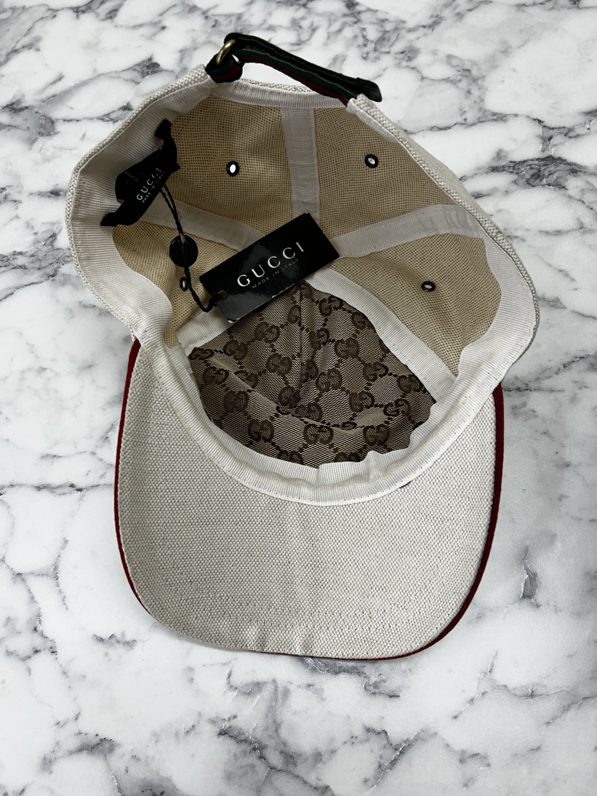 Gucci Off White Velcro 'Snap Back' Style Baseball Cap
