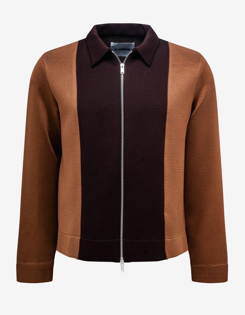 Jil Sander Brown Zipped Shirt