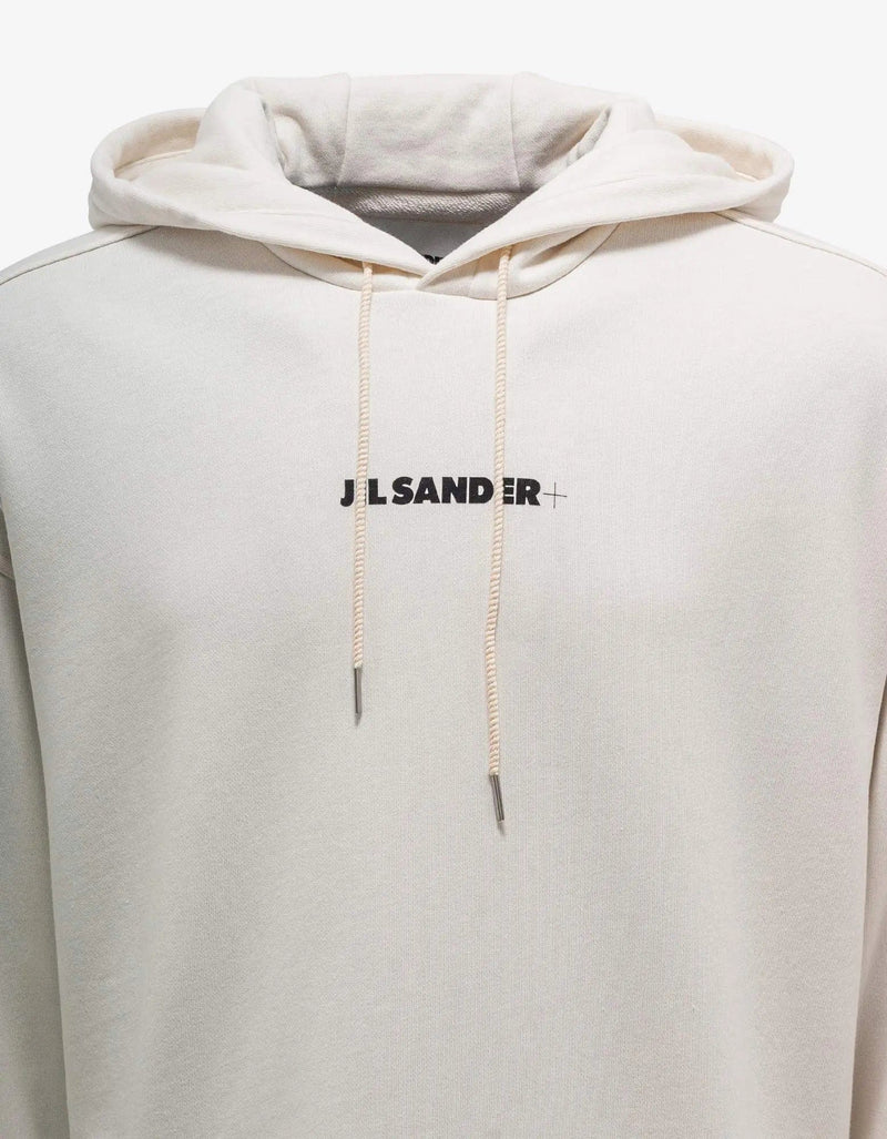 Jil Sander Plus Logo Natural White Hoodie