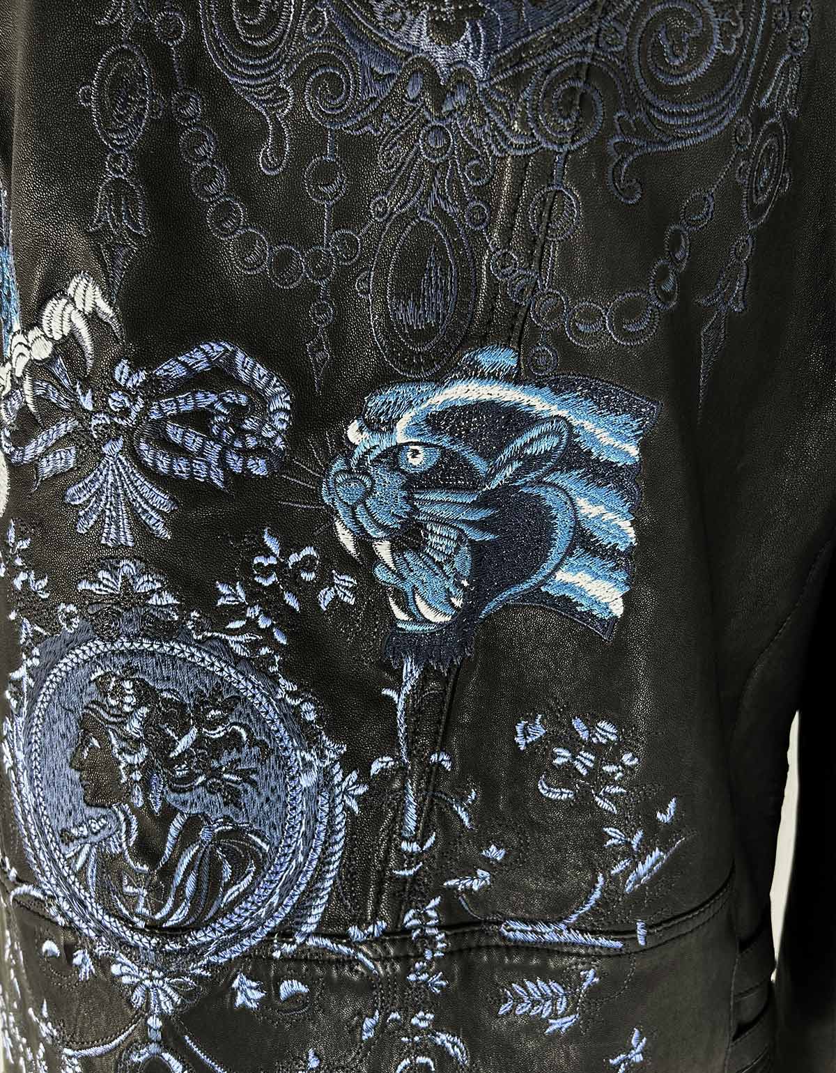 John Galliano Black Leather Biker Jacket With Cameo