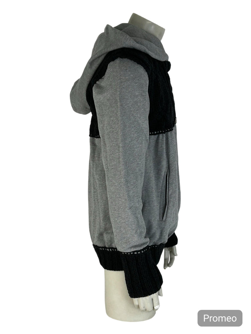 John Galliano Cable Knit & Jersey Hoody