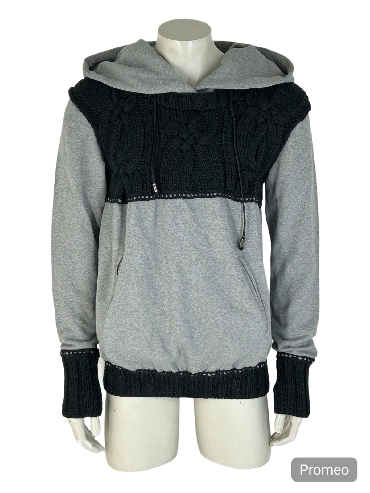 John Galliano Cable Knit & Jersey Hoody