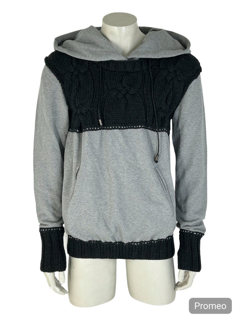 John Galliano Cable Knit & Jersey Hoody
