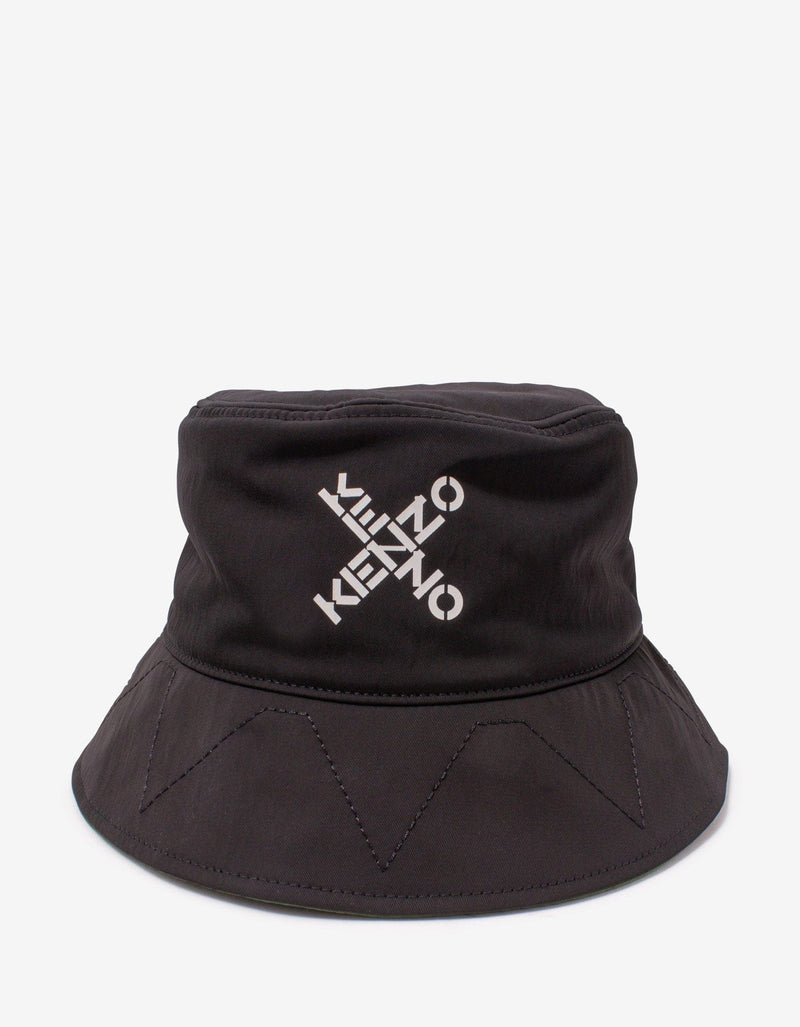 Kenzo Black Crossed Logo Bucket Hat