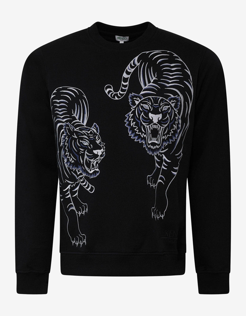 Kenzo Black Double Tiger Embroidery Sweatshirt