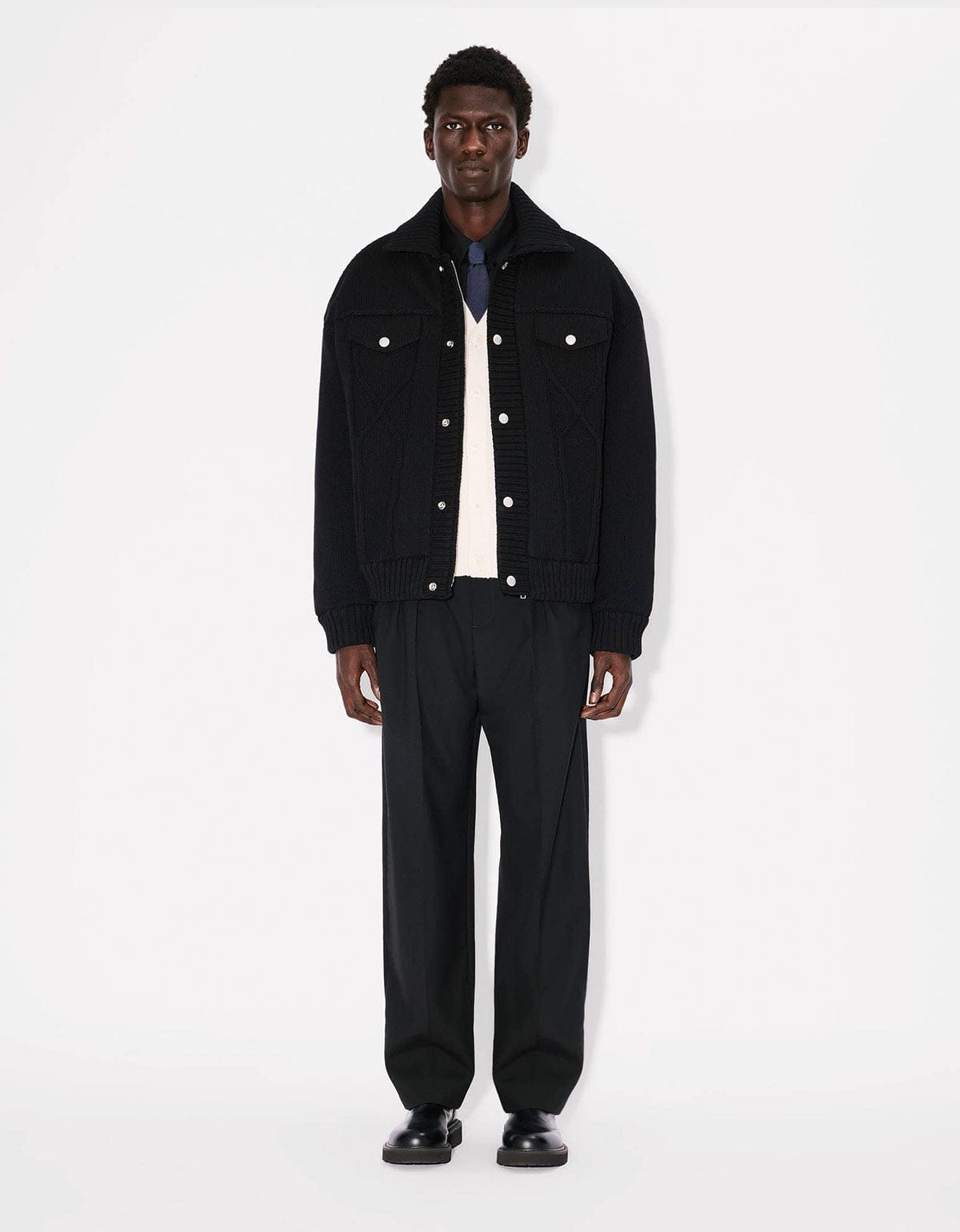 Kenzo Black Knitted Puffer Jacket – mens designer fashion London